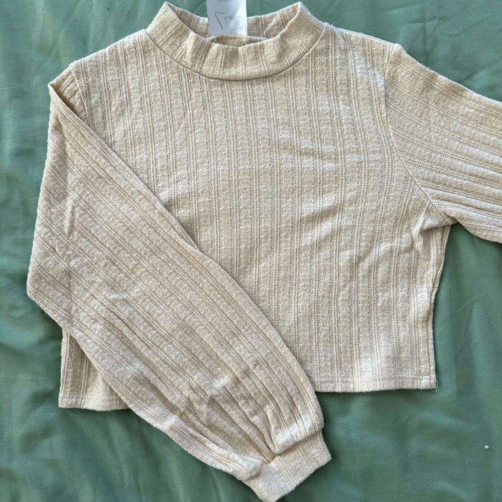 Cropped Cream Knit Sweater